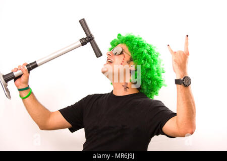 Portrait of Rock Star Man Singing Stock Photo