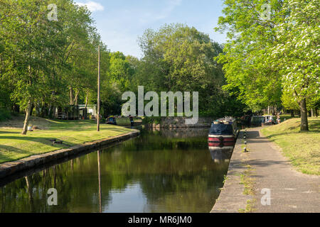 Narrowboat canal boats at Trevor in Wales Stock Photo