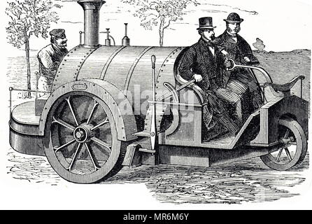 A 19th century carriage powered by a steam engine. From Meyers Lexicon ...