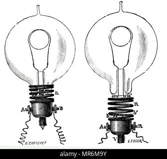 Engraving depicting Swan incandescent filament light fitting in a table ...