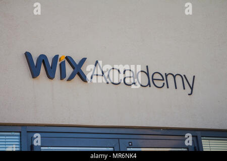 Tel Aviv, Israel - February 25, 2017: Wix.com sign on one of the Wix buildings at Tel Aviv Port district. Wix is an Israeli company specializing in cl Stock Photo