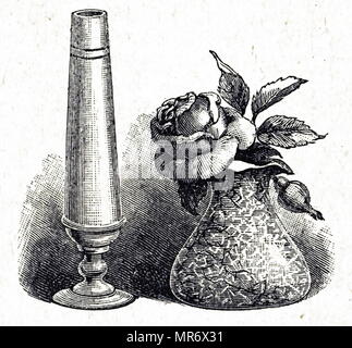 Engraving depicting two different types of vases considered suitable for the dinner table. Dated 19th century Stock Photo