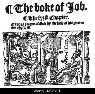 The opening chapter of Job from the Great Bible of 1539. Dated 16th century Stock Photo
