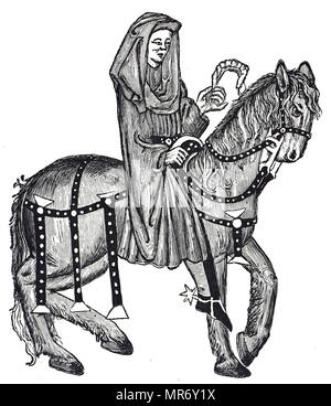 Illustration from Geoffrey Chaucer's 'The Wife of Bath's Tale', from the Canterbury Tales. Geoffrey Chaucer, an English poet of the Middle Ages. Dated 15th century Stock Photo