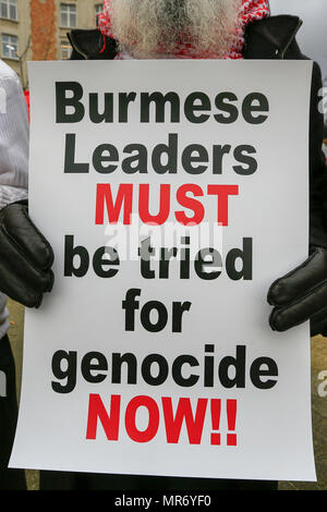 Bangladeshis from European countries demonstrate in front of the European Union headquarters in Brussels calling for an end to the genocide of Rohingy Stock Photo