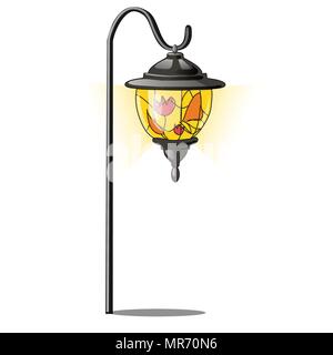 Vintage street lantern with stained glass. Vector illustration. Stock Vector