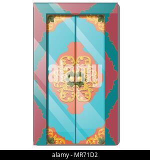 Entrance door with exquisite ornamentation. Vector illustration. Stock Vector