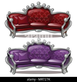 Two Royal sofa isolated on a white background. Cartoon vector close-up illustration. Stock Vector