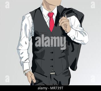 man wearing suit illustration - business concept vector graphic Stock ...