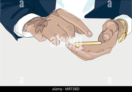 businessmen holding mobile phone illustration - business communication concept Stock Photo