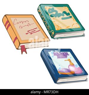 Set of books with colorful covers isolated on white background. Vector illustration. Stock Vector