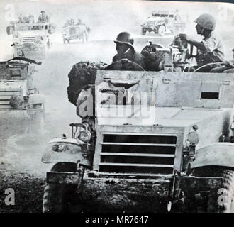 Israeli soldiers go into battle in the Golan Heights, Syria, during the Six Day War 1967. Stock Photo