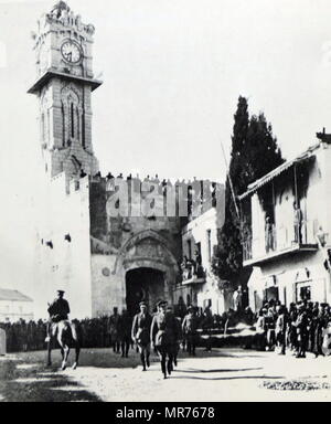 Entry of Allenby to Jerusalem via the Jaffa gate 1917, following the surrender of the Ottoman Turks in Palestine during  World War One. Stock Photo