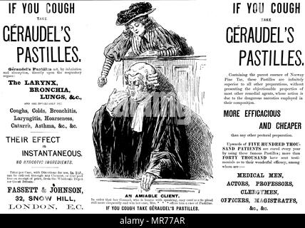 Advertisement for Geraudel's Pastilles - used to treat coughs. Dated 19th century Stock Photo