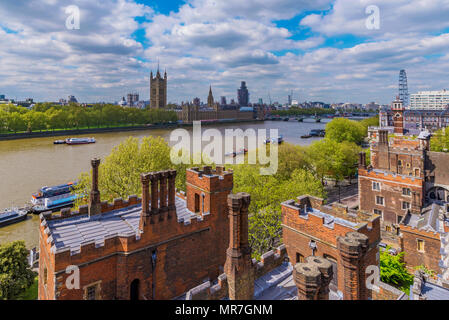 LONDON, UNITED KINGDOM - MAY 04: This is an aerial view of Lambeth Palace and the River Thames on May 04, 2018 in London Stock Photo