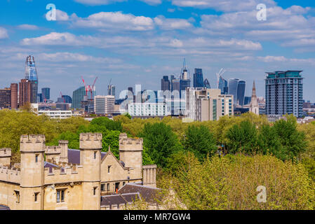 LONDON, UNITED KINGDOM - MAY 04: View of Lambeth Palace architecture with London city buildings in the background on May 04, 2018 in London Stock Photo