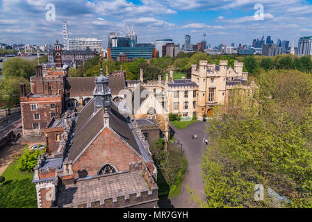 LONDON, UNITED KINGDOM - MAY 04: Aerial view of Lambeth palace traditional architecture, home to the archbishop of canterbury on May 04, 2018 in Londo Stock Photo