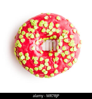 Sweet sprinkled donut isolated on white background. Stock Photo