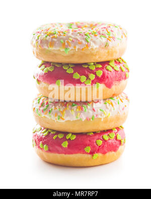 pile of glazed donuts isolated on white background Stock Photo - Alamy