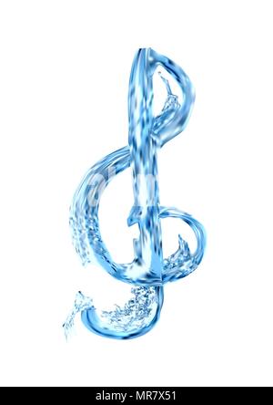 treble clef in water isolated on white background Stock Vector