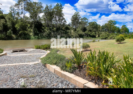 Storm culvert drainage pipe concrete revetment Stock Photo 