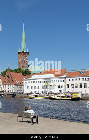 Church of St. Peter, River Obertrave, Luebeck, Schleswig-Holstein, Germany Stock Photo