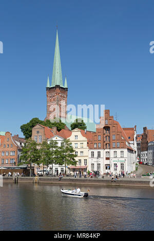 Church of St. Peter, River Obertrave, Luebeck, Schleswig-Holstein, Germany Stock Photo