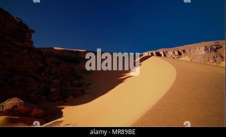 Color shadows at dunes, Tassili nAjjer national park, Algeria Stock Photo