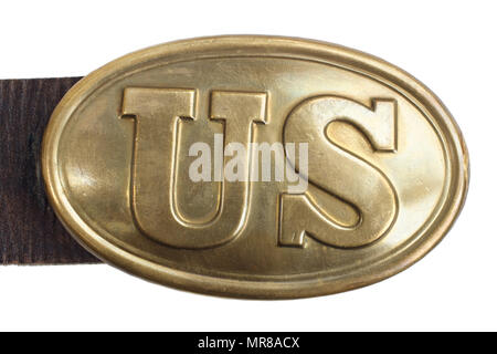 US Belt Buckle Civil War period isolated on white Stock Photo