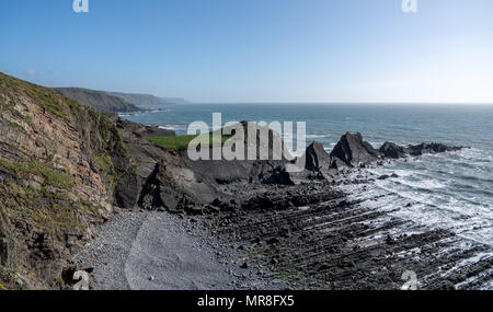 Unique structure of rocks at Hartland Quay in North Devon Stock Photo