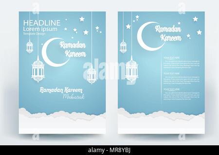 Beautiful Ramadan Kareem Flyer brochure poster template design Stock Vector