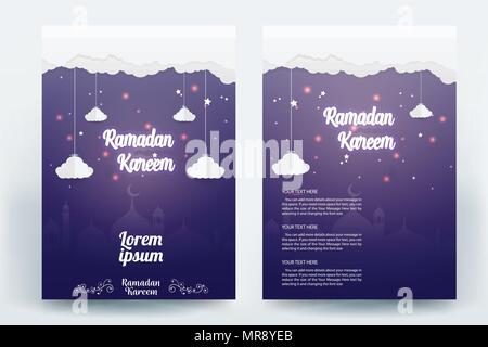 Beautiful Ramadan Kareem Flyer brochure poster template design Stock Vector