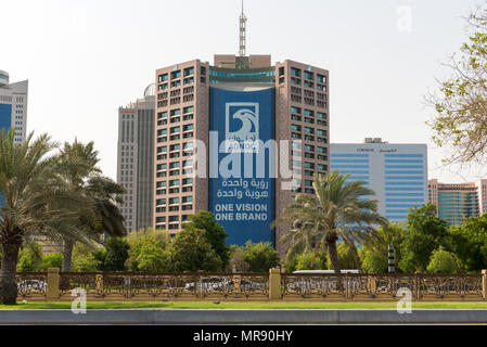 Office building of ADNOC (Abu Dhabi National Oil Company) on Corniche Street in Abu Dhabi, capital city of the United Arab Emirates Stock Photo