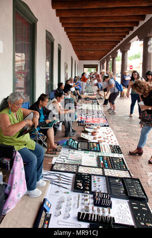 Indian Jewelry Market takes place nearly every day under the north portal of the Palace of the Governors on Santa Fe's historic square  Known as the N Stock Photo