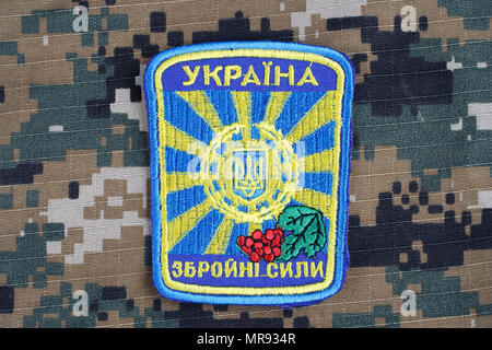 KIEV, UKRAINE - Apr. 26, 2015. Ukraine Army uniform badge Stock Photo