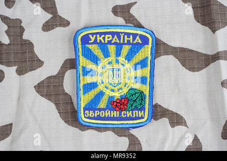 KIEV, UKRAINE - Apr. 26, 2015. Ukraine Army uniform badge Stock Photo