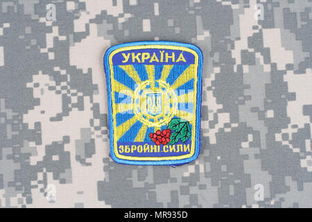 KIEV, UKRAINE - Apr. 26, 2015. Ukraine Army uniform badge Stock Photo