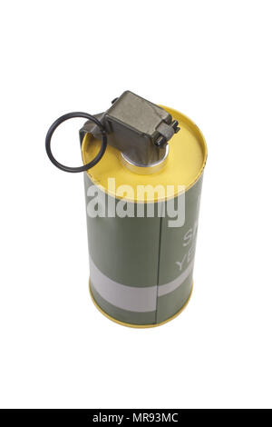 M18 Yellow Smoke Grenade isolated Stock Photo