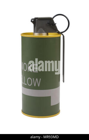 M18 Yellow Smoke Grenade isolated Stock Photo