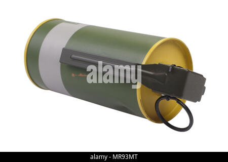 M18 Yellow Smoke Grenade isolated Stock Photo