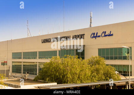 Larnaca, Cyprus. May 2018. A view of the exterior of  Larnaca airport, Cyprus, Stock Photo