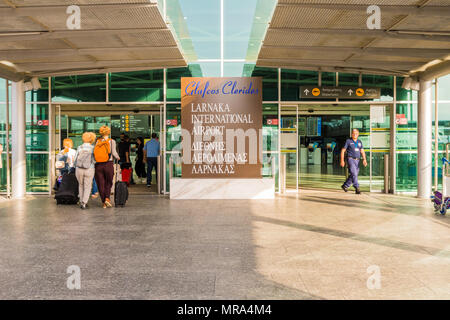 Larnaca, Cyprus. May 2018. A view of the entrance  at Larnaca airport, Cyprus, Stock Photo