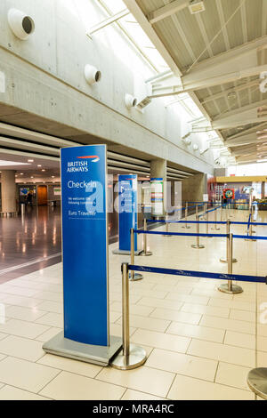 Larnaca, Cyprus. May 2018. A view of the  British airways check in area of the departures terminal  at Larnaca airport, Cyprus, Stock Photo