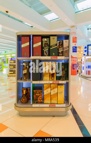 Larnaca, Cyprus. May 2018. A view of the duty free alcohol sold at Larnaca airport, Cyprus. Stock Photo