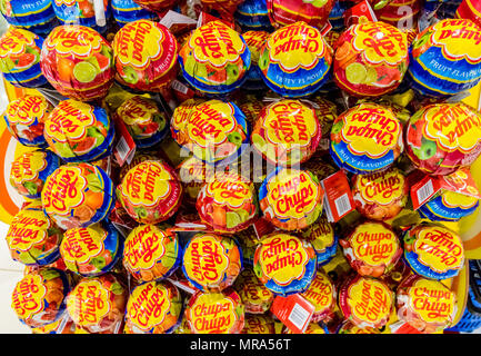 Larnaca, Cyprus. May 2018. A view of the chupa Chuis sold at Larnaca airport, Cyprus. Stock Photo