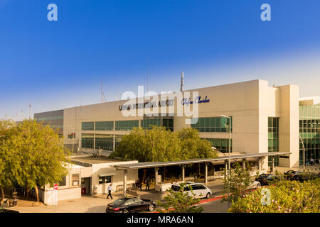 Larnaca, Cyprus. May 2018. A view of  the exterior of  at Larnaca airport, Cyprus, Stock Photo