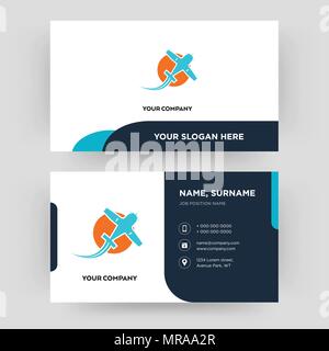 prop plane, business card design template, Visiting for your company, Modern Creative and Clean identity Card Vector Stock Vector