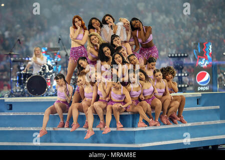 Kiev Olympic Stadium, Kiev, Ukraine. 26th May, 2018. UEFA Champions League Final, Real Madrid versus Liverpool; Dua Lipa performs before the game starts Credit: Action Plus Sports/Alamy Live News Stock Photo