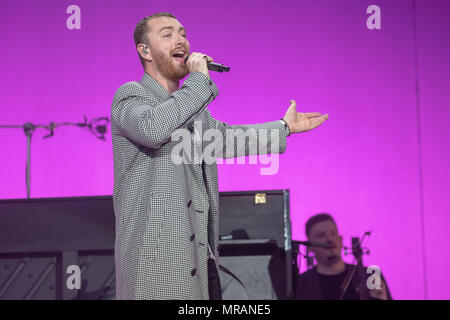 Swansea, Wales. 26th May 2018, English singer-songwriter Sam Smith Headlining day one of The Biggest Weekend in Singleton Park, Swansea on 5th May, 2018, Wales.© Jason Richardson / Alamy Live News Stock Photo