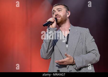 Swansea, Wales. 26th May 2018, English singer-songwriter Sam Smith Headlining day one of The Biggest Weekend in Singleton Park, Swansea on 5th May, 2018, Wales.© Jason Richardson / Alamy Live News Stock Photo